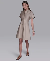 Halston Women's Short-Sleeve Collared Shirt Dress