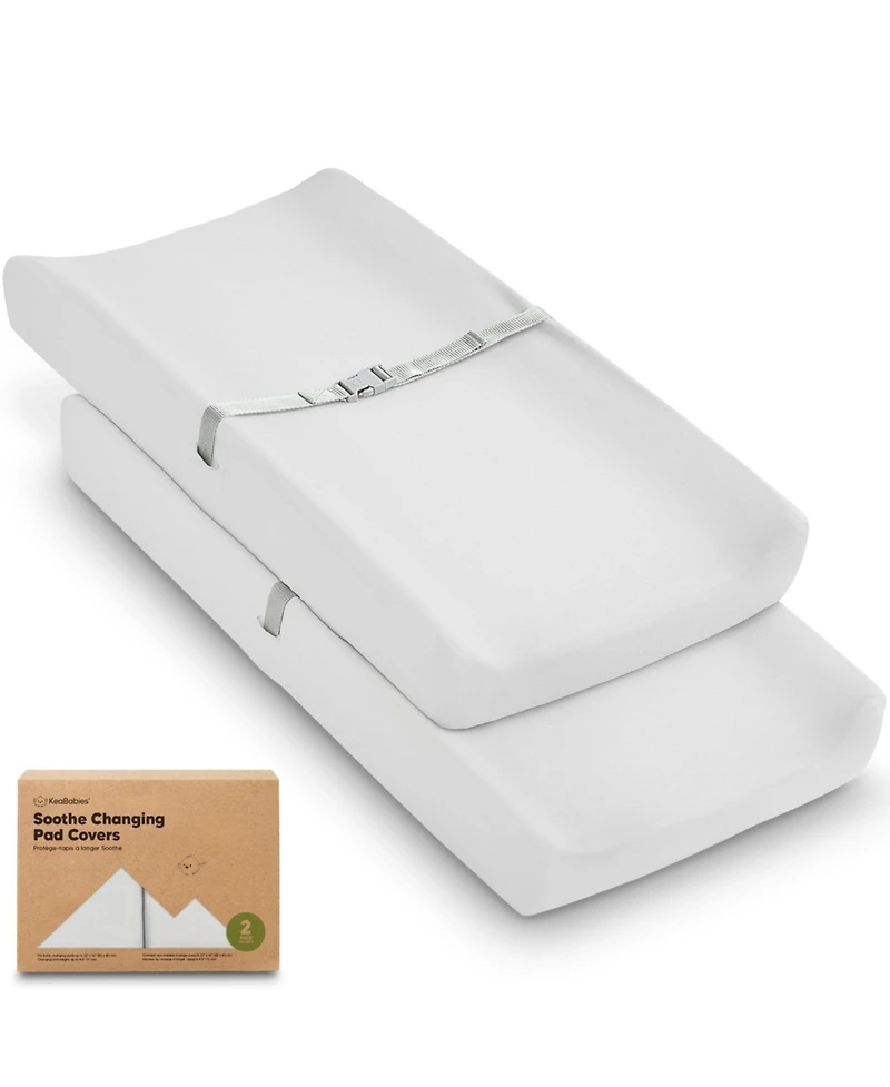 KeaBabies 2pk Soothe Changing Pad Covers for Girl, Boy, Soft Cotton Contoured Diaper Table