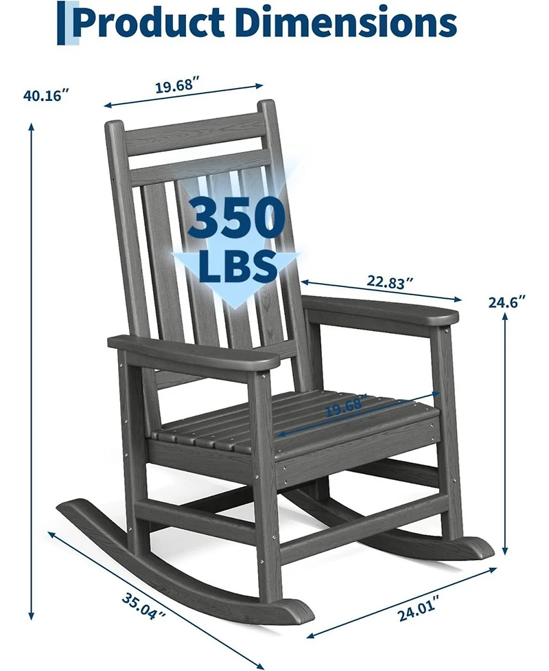 Gaomon Hdpe Weather-Resistant Rocking Adirondack Chai, No Complex Assembly