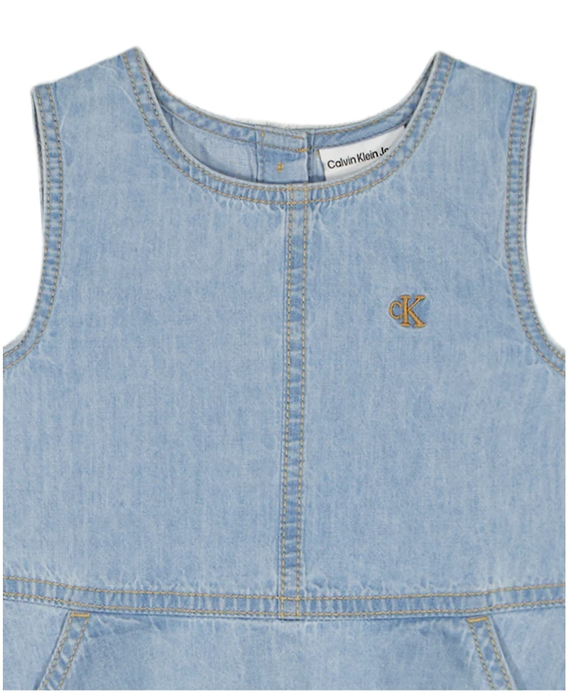 Calvin Klein Girls' Toddler 2T-4T Sleeveless Denim Dress