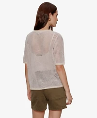 Sanctuary Women's Open Knit Crew Neck Sweater T-Shirt