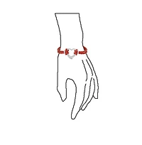 Bling Jewelry Set of 2 Red White Double Strand Braided Leather Bracelet Heart Charms Steel