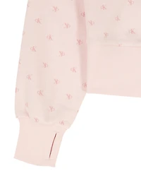 Calvin Klein Girls' 7-16 Flocked Zip-Front Hoodie