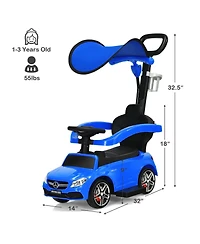 Mecale 3-in-1 Ride on Push Car Mercedes-Benz Licensed Sliding with Canopy
