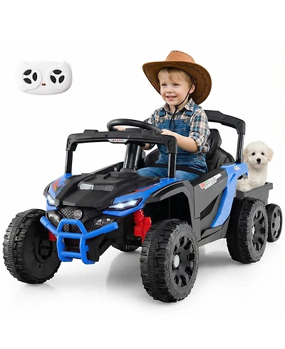 Mecale 12V Battery Powered Ride On Tractor with Parent Remote Control-Black