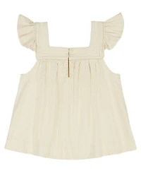 Tommy Hilfiger Girls' 7-16 Twill Ruffle-Sleeve Top