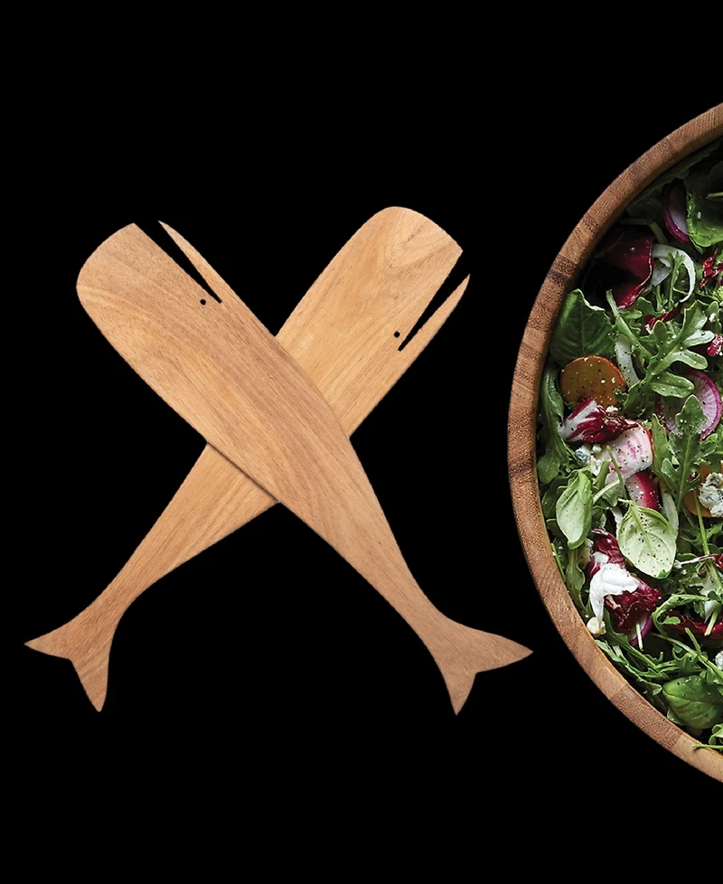 Ironwood Acacia Whale Salad Servers, Set of 2