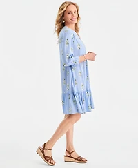 Style & Co Women's Printed Quilted 3/4-Sleeve Dress, Macy's Exclusive