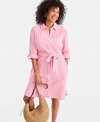 Style & Co Women's Cotton Gauze Tie-Waist Shirt Dress, Macy's Exclusive