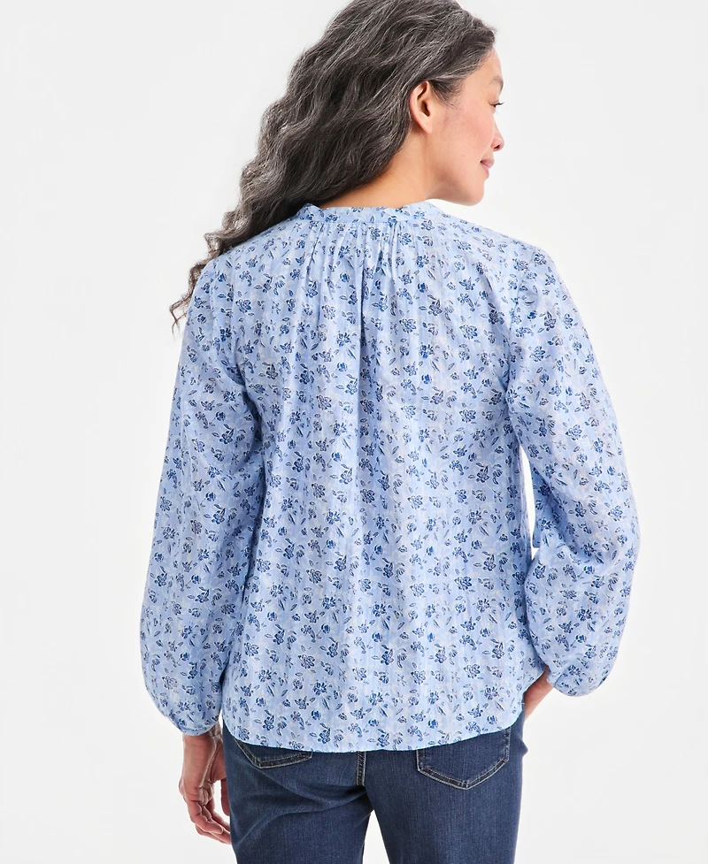 Style & Co Women's Printed Pintuck-Yoke Blouse, Macy's Exclusive