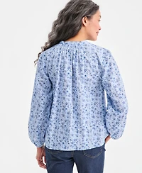Style & Co Women's Printed Pintuck-Yoke Blouse, Macy's Exclusive