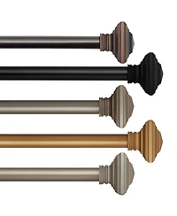Elrene Home Fashions Florence 1" Diameter Adjustable Curtain Rod Set with Decorative Square Finials