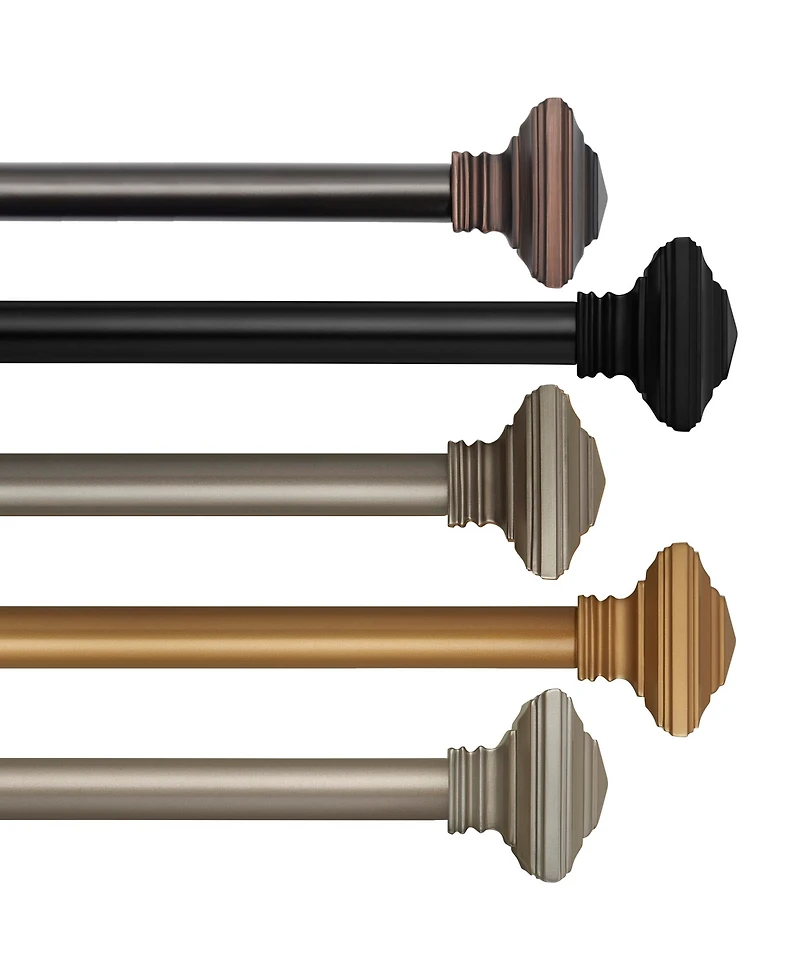 Florence Adjustable 86"-120" Curtain Rod With Stacked Square Finials