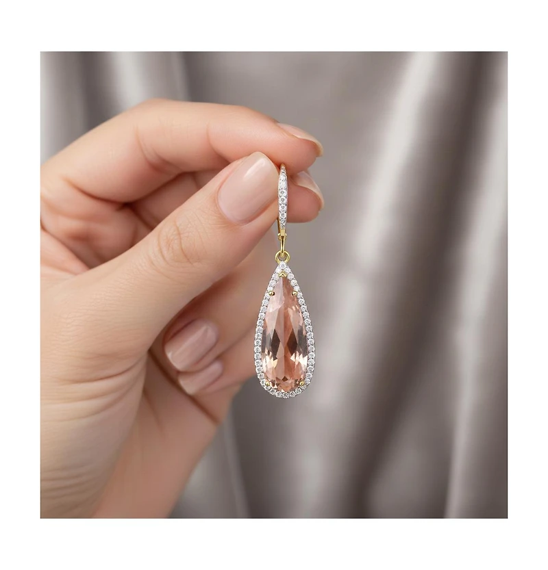 Elegant Teardrop Shaped Earrings with A Cubic Zirconia Middle Stone
