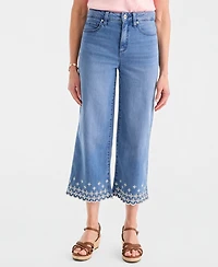 Style & Co Petite High-Rise Embroidered Scallop Cropped Jeans, Macy's Exclusive