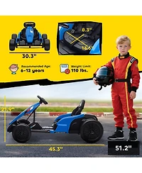 Qaba 24V Electric Go Kart, Kids Drift Kart with Dual 150W Motors,