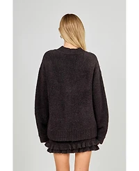 endless rose Women's Fuzzy Oversized Cardigan