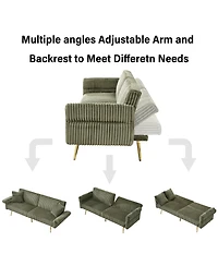 Boyel Living 79-Inch Corduroy Sofa Bed Foldable Double with Adjustable Armrests