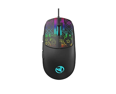 Risokeys Wired Gaming Mouse, 3600 Dpi Adjustable, Matte Abs Ergonomic, 7-Color Rgb 6-Button, Plug & Play for Pc/Mac/Linux Gamers/Office Workers