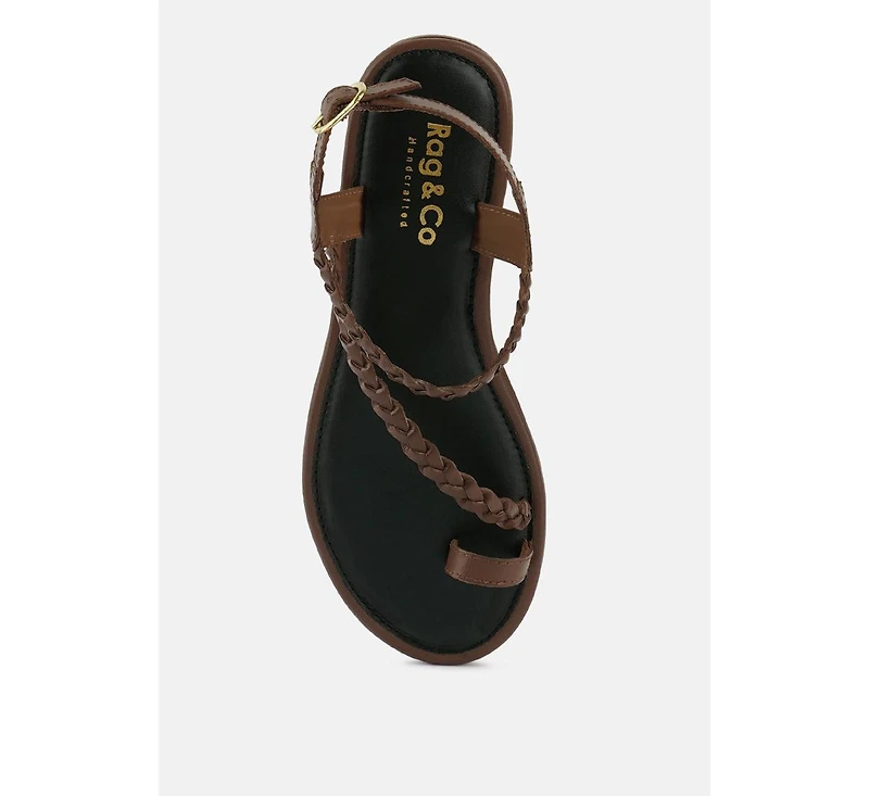 Stallone Womens Braided Flat Sandals