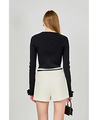 endless rose Women's Ruffled Cuff Knit Top