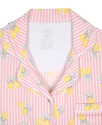 Max And Olivia Girls' 6-6X Pink Lemon Stripe Short