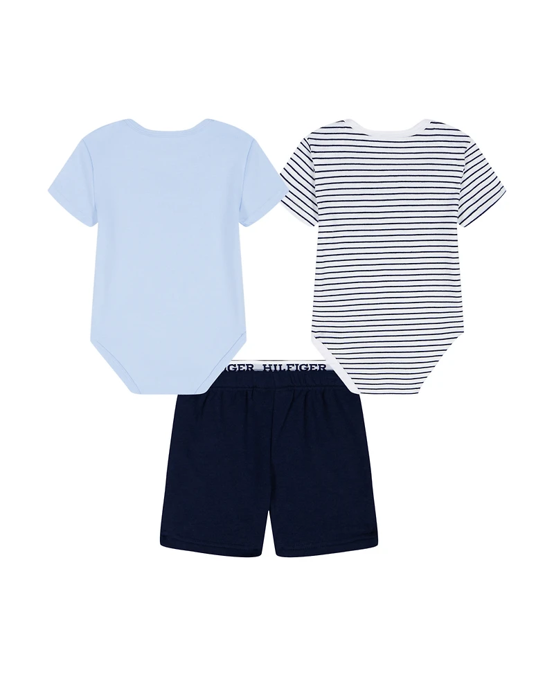 Tommy Hilfiger Baby Boys' Bodysuits & Shorts, 3-Piece Set