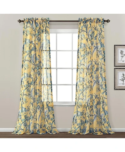 Lush Decor Dolores Sheer Window Curtain Panels Pair 52"W x 84"L - Curtains For Bedroom- Floral Curtains For Living Room - Vintage Decor