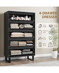 gaomon 5 Dresser for Bedroom, 50.5" Tall Dresser, Freestanding Horizontal Drawer with Storage, Wooden Closet Chest Storage Living Room