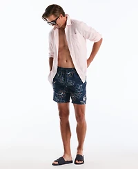 Original Penguin Men's Hibiscus Flower Print 7" Swim Trunks