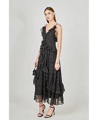 endless rose Women's Polka Dot Ruffle Dress