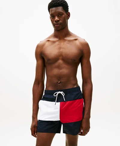 Tommy Hilfiger Men's Medium Drawstring Logo Flag 5" Swim Trunks