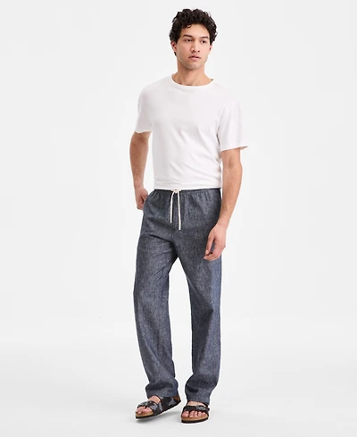 Sun + Stone Men's Linen Blend Straight Leg Pants, Macy's Exclusive