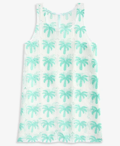 Breaking Waves Girls' 7-16 Palm Trees Print Crochet Cover-Up