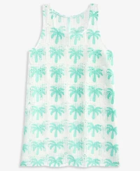 Breaking Waves Girls' 7-16 Palm Trees Print Crochet Cover-Up