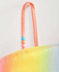 Breaking Waves Girls' 7-16 One-Shoulder Ombre Stripe Swimsuit, 2-Piece Set