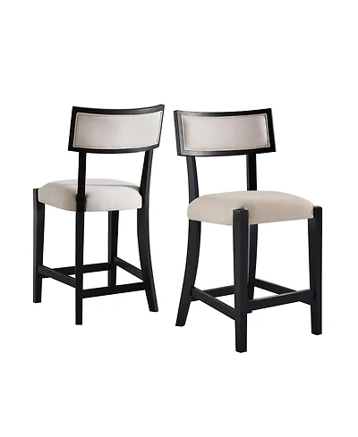 Abbyson Living Avery 38.1" 2 Piece Wood-Back Upholstered Counter Stools