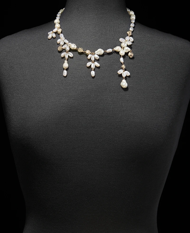 Givenchy Pave Nugget & Imitation Pearl Statement Necklace, 16" + 3" extender