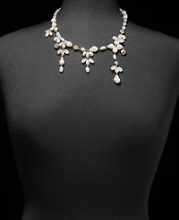 Givenchy Pave Nugget & Imitation Pearl Statement Necklace, 16" + 3" extender