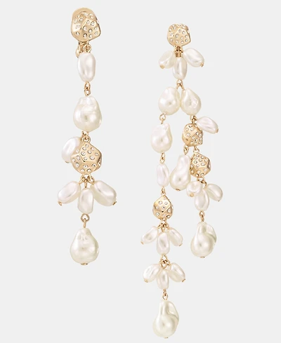Givenchy Pave Nugget & Imitation Pearl Mismatch Linear Drop Earrings