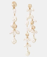 Givenchy Pave Nugget & Imitation Pearl Mismatch Linear Drop Earrings