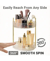 Yigii 360° Rotating 2-Tier Makeup Organizer for Vanity