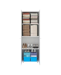 Fm Furniture World 2-Door Tall Wardrobe Cabinet, 4 Shelves, Vertical Storage, 66.9"H – Bedroom
