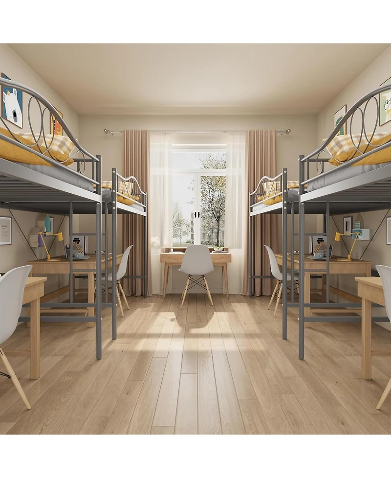 gaomon Twin Metal Loft Bed with Ladder & Full Guardrail, Heavy-Duty, Space-Saving, 400 lb Capacity, Noise-Free