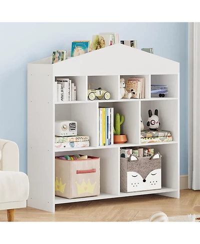 gaomon Toy Storage Organizer, 9 Cubby Kids Bookshelf and Playhouse Cabinet