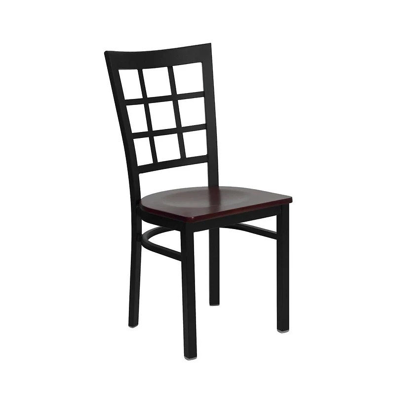 Emma+Oliver Window Back Metal Restaurant Dining Chair