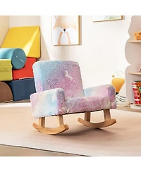Slickblue Upholstered Kids Rocking Chair with Sturdy Wood Legs