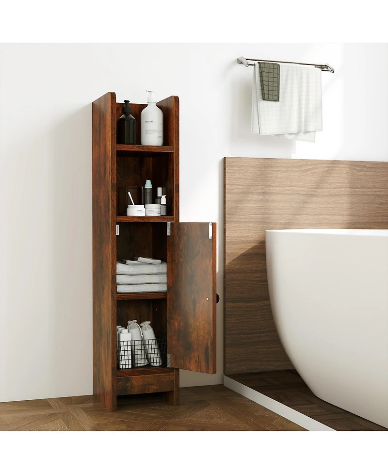 Slickblue Narrow Bathroom Corner Storage Cabinet with Adjustable Shelf