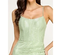City Studios Juniors' Sequin Corset Strappy Scoop Neck Gown
