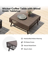 Decksplore 7 Piece Pe Wicker Rattan All Weather Cushion Patio Sectional Sofa Set